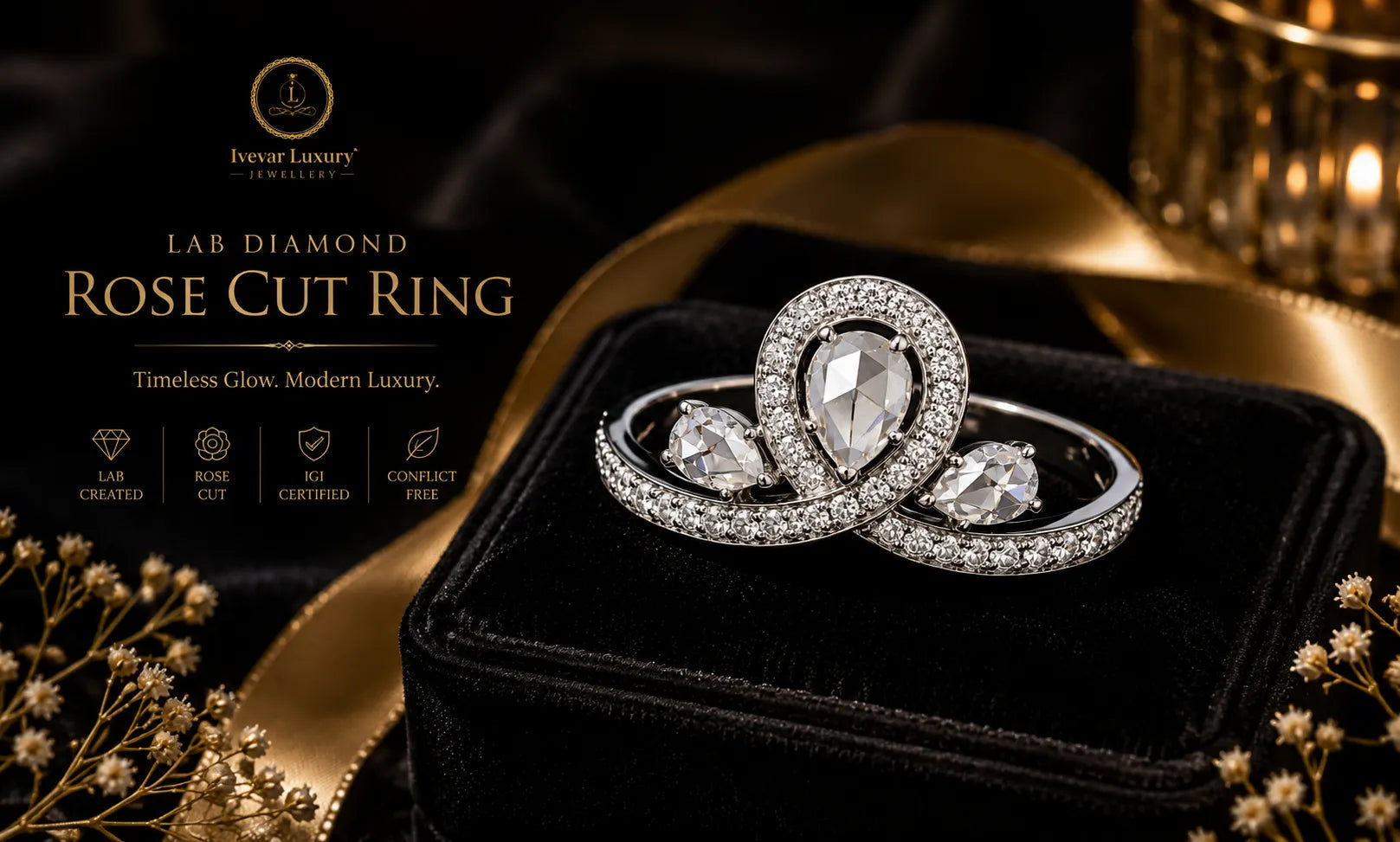 Lab Grown Rose Cut Ring