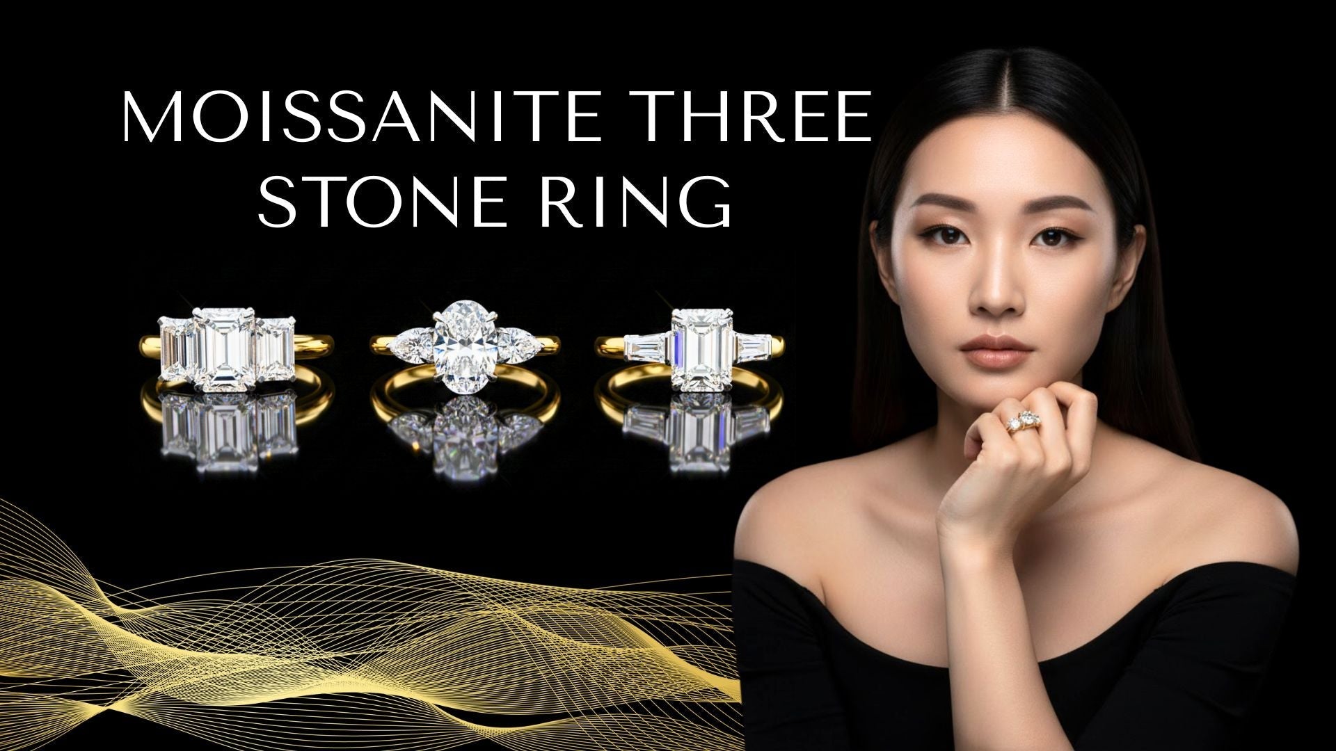 Moissanite Three Stone Ring