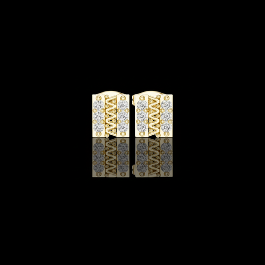 0.30 TCW Sculpted Openwork Core Channel Style Grid Setting Moissanite Diamond Earrings