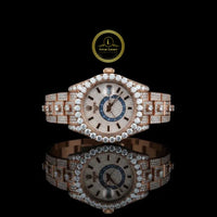 Full Iced Out Two-Tone Moissanite Diamond Watch with Big Date & 24-Hour Dial