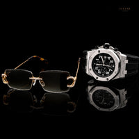 Luxury Statement Watch With Round Cut Moissanite Designer Sunglasses By Ivevar
