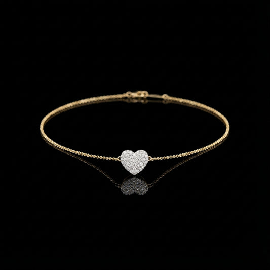 Round Cut Lab Diamond Adjustable Heart Bracelet