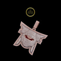 Iced Out Moissanite Airplane Pendant with Red Gemstone & Pave Diamonds