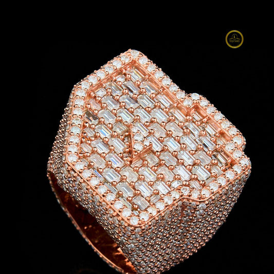 Full Rose Gold with Baguette and Round Cut Moissanite  Diamond  Ring By Ivevar.