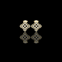 0.63 TCW Ornate Geometric Moissanite Diamond Round Cut Cluster Stud Earrings with Open Motif Detailing