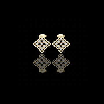 0.63 TCW Ornate Geometric Moissanite Diamond Round Cut Cluster Stud Earrings with Open Motif Detailing