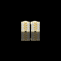 Sculpted Openwork Core Channel Style Grid Setting Round Moissanite Diamond Earrings