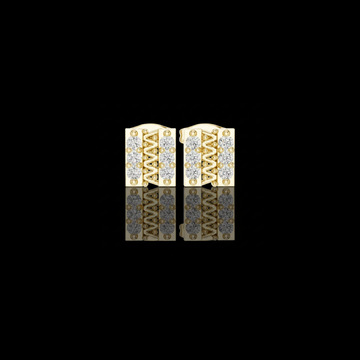 Sculpted Openwork Core Channel Style Grid Setting Round Moissanite Diamond Earrings