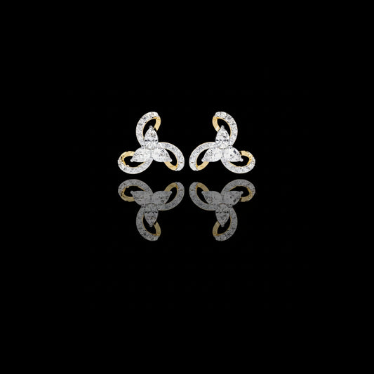 1.38 TCW Exquisite Trinity Inspired Lab Diamond Stud Earrings with Pear and Round Cut Accents in Gold