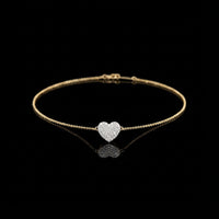 Round Cut Moissanite Diamond Adjustable Heart Bracelet