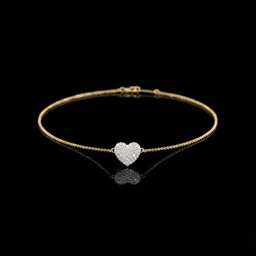 Round Cut Moissanite Diamond Adjustable Heart Bracelet