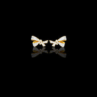 Round Cut Moissanite Diamond Ribbon Bow Earrings for Women