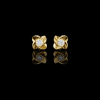 Interwoven Floral Design Round Moissanite Diamond Stud Earrings