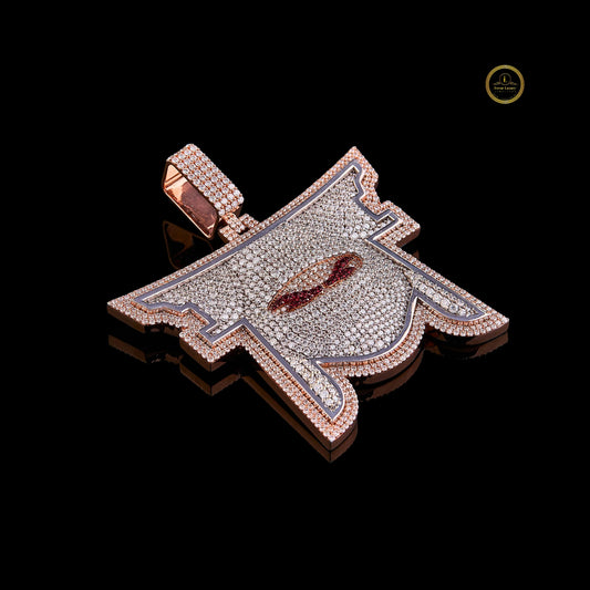 Iced Out Moissanite Airplane Pendant with Red Gemstone & Pave Diamonds