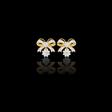 2.21 TCW Unique Moissanite Round Diamond Bow Drop Earrings with Dazzling Pave Detailing and Sparkling Floral Charm