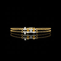 Exquisite Double Layered Bracelet with Moissnaite Diamond Studded Geometric Motif