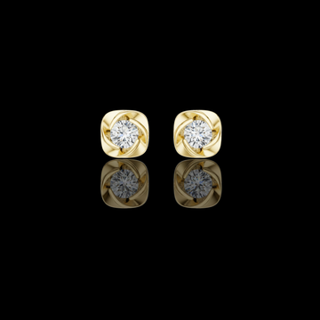 Round Brilliant Moissanite Diamond Solitaire Stud Earrings Swirl Cushion Vortex Frame
