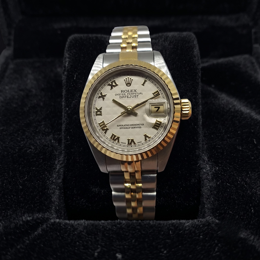 Women's Two-Tone Mother of Pearl Roman Dial Date Watch