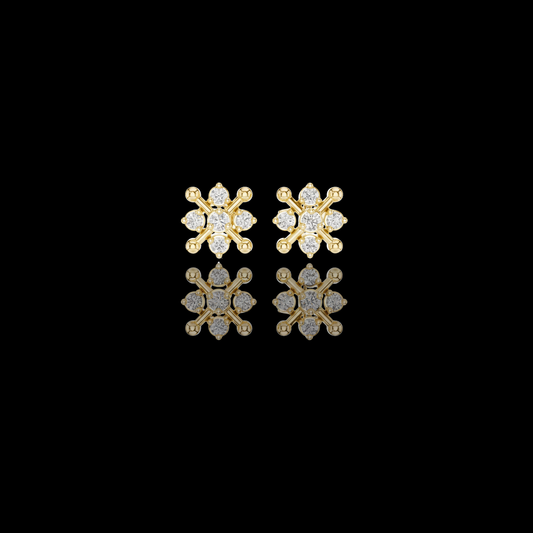0.33 TCW Orbital Nova Moissanite Diamond Cluster Gold Stud Earrings with Starburst Geometry For Her