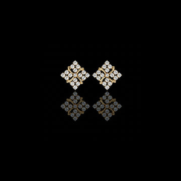 0.77 TCW Exquisite Cluster Stud Moissanite Earrings with Brilliant Diamond Floral Sparkle and Elegant Curved Detailing