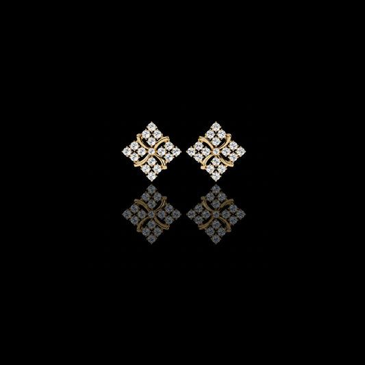 0.77 TCW Exquisite Cluster Stud Moissanite Earrings with Brilliant Diamond Floral Sparkle and Elegant Curved Detailing