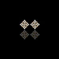 Round Cut Moissanite Floral Quatrefoil Cluster Pavé Setting Stud Earrings