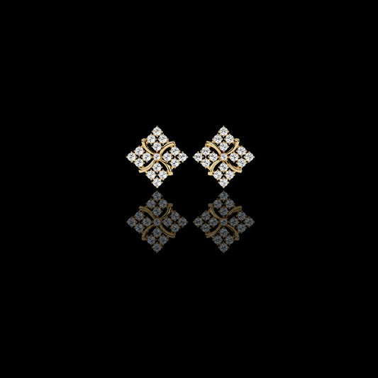 Exquisite Cluster Stud Lab Grown Earrings with Brilliant Diamond Floral Sparkle and Elegant Curved Detailing