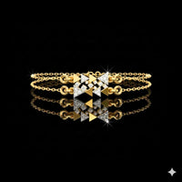 0.29 TCW Elegant Dual Layer Lab Grown Bracelet with Diamond Studded Geometric Triangle Design