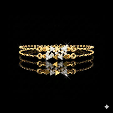 0.29 TCW Elegant Dual Layer Lab Grown Bracelet with Diamond Studded Geometric Triangle Design