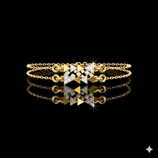 0.29 TCW Elegant Dual Layer Lab Grown Bracelet with Diamond Studded Geometric Triangle Design
