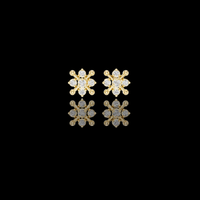 0.60 TCW Orbital Nova Moissanite Diamond Cluster Gold Stud Earrings with Starburst Geometry For