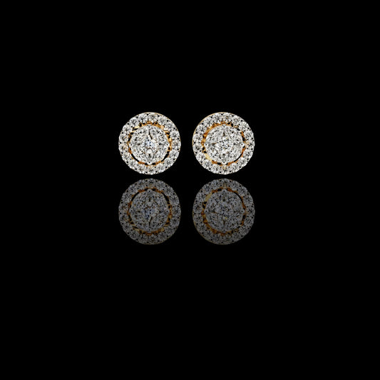 Halo Marquise Lab Diamond Round Cluster Stud Earrings with Pavé Circle Design