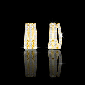 1.98 TCW Triple Row Moissanite Round Cut Diamond Hoop Earrings Everyday Statement Jewelry