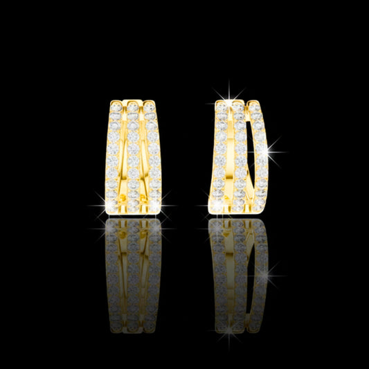 1.98 TCW Triple Row Moissanite Round Cut Diamond Hoop Earrings Everyday Statement Jewelry