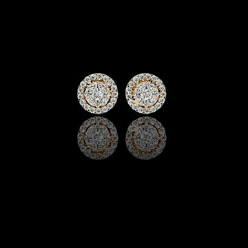 Halo Marquise Moissanite Diamond Round Cluster Stud Earrings with Pavé Circle Design