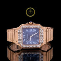 Marquise & Round Cut Lab Grown Diamond Bezel Square Automatic Watch with Integrated Screw Link Bracelet