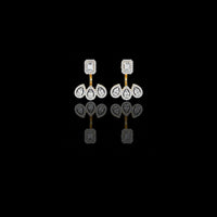 Emerald Moissanite Diamond Pear Cluster Ear Jacket Earrings in Gold