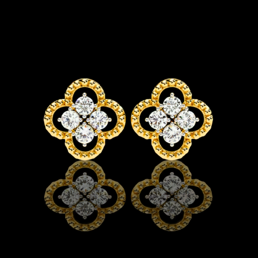 0.85 TCW Luxury Floral Motif Stud Earrings with Sparkling Moissanite Diamond Inspired Cluster Centerpiece