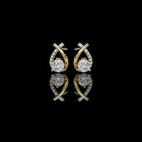Teardrop Inspired Round Moissanite Diamond Earrings with Pave Accents