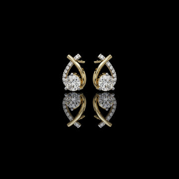 Teardrop Inspired Round Moissanite Diamond Earrings with Pave Accents