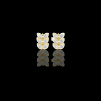 Butterfly Round Moissanite Diamond Stud Earrings with Triple Row Brilliant Design