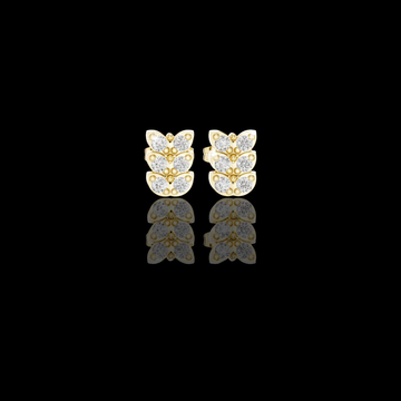 Butterfly Round Moissanite Diamond Stud Earrings with Triple Row Brilliant Design