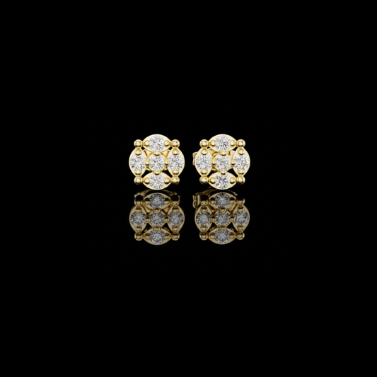 0.34 TCW Elegant Geometric Moissanite Diamond Cluster Stud Earrings with Modern Floral Symmetry