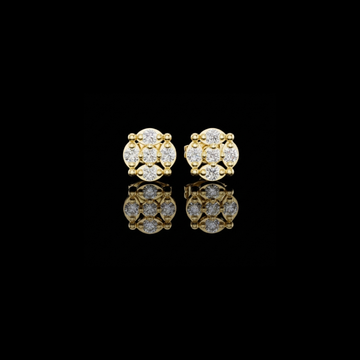 Geometric Round Moissanite Diamond Cluster Stud Earrings with Modern Floral Symmetry