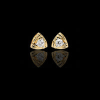 Artistic Triangle Moissanite Diamond Studs with Intricate Cutout Swirl Detailing