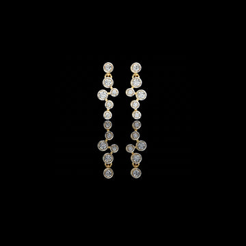 0.39 TCW Sophisticated Multi-Round Bezel Moissanite Diamond Drop Earrings in Gleaming Gold Finish