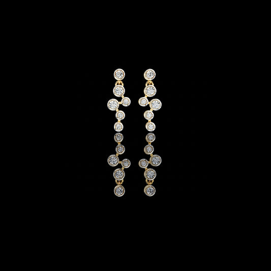 0.39 TCW Sophisticated Multi-Round Bezel Moissanite Diamond Drop Earrings in Gleaming Gold Finish