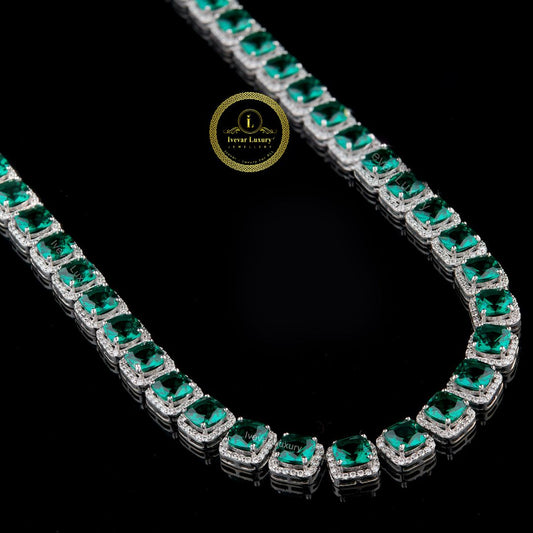 Iced Out Tennis Chain in 925 Silver Featuring Created Lab Grown Diamonds and Distinctive Hip Hop Jewelry Design by Ivevar