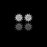 Floral Moissanite Diamond Marquise Cluster Stud Earrings with Round Center