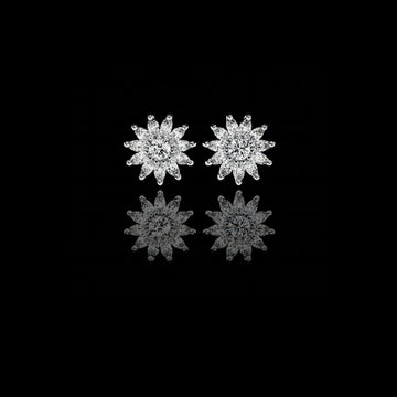 Floral Moissanite Diamond Marquise Cluster Stud Earrings with Round Center